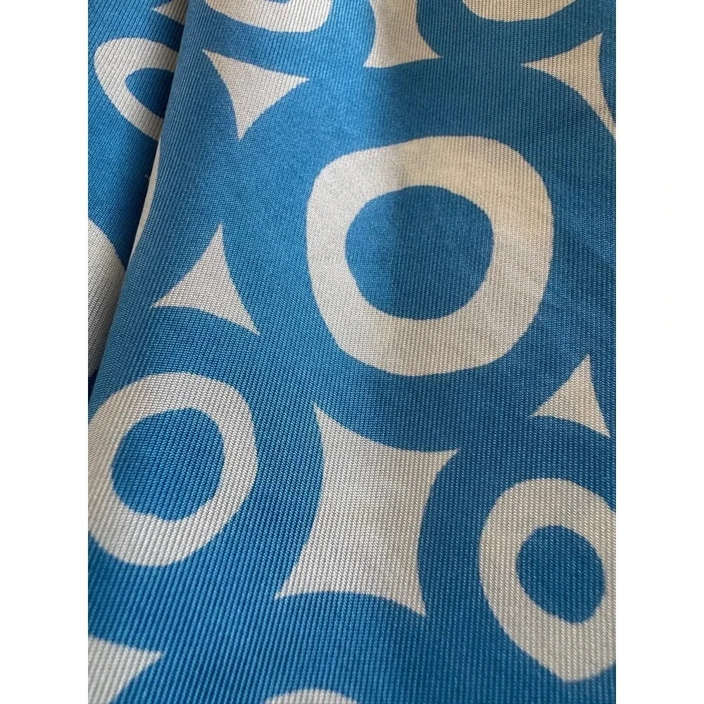 Givenchy Vintage Silk Scarf Blue White Geometric Circle Print Square 22x22